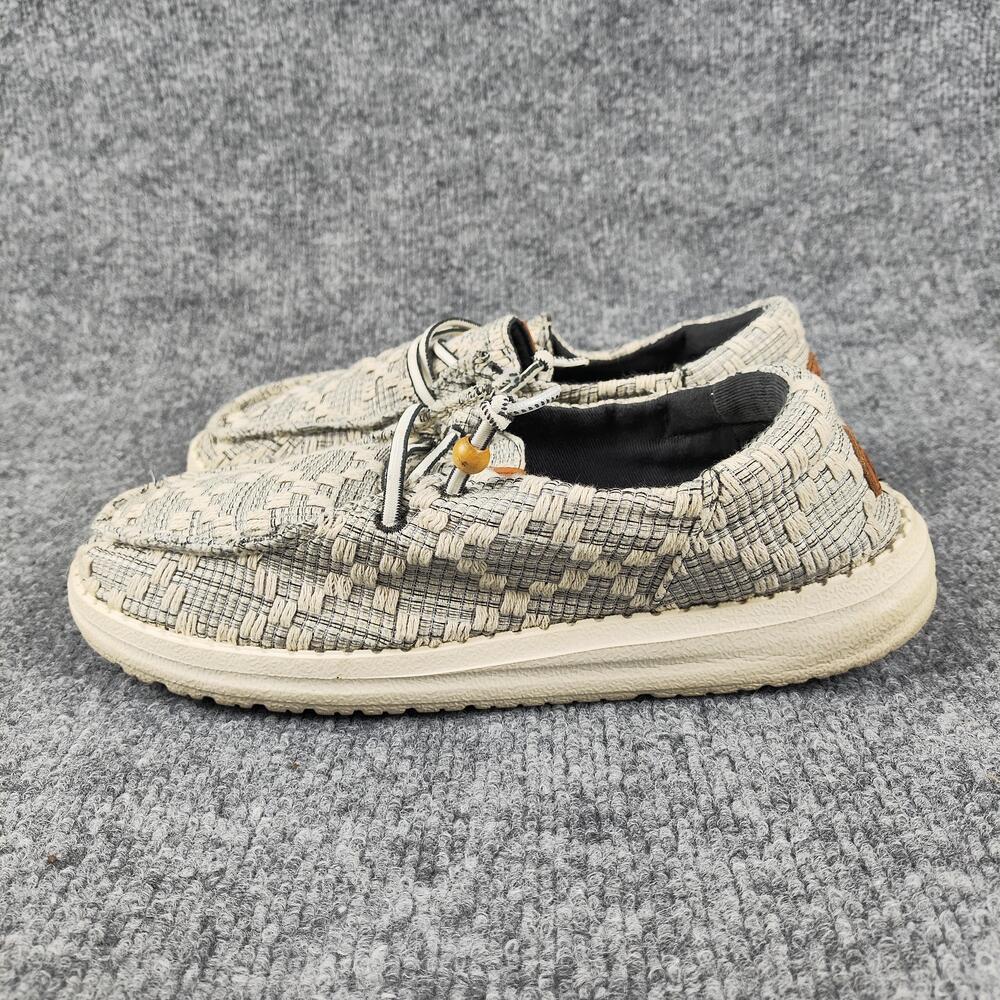 Hey Dude Wendy Funk Shoes Womens Size 8 Beige Jacquard Slip On Loafers EU 39